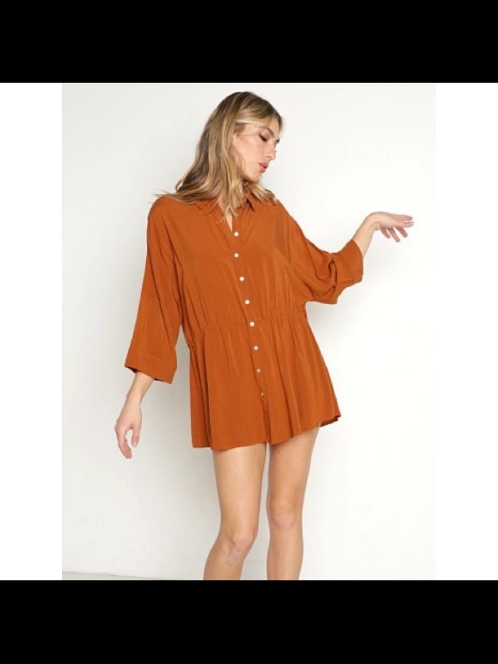 l*space Rust Orange Button-Up Tunic